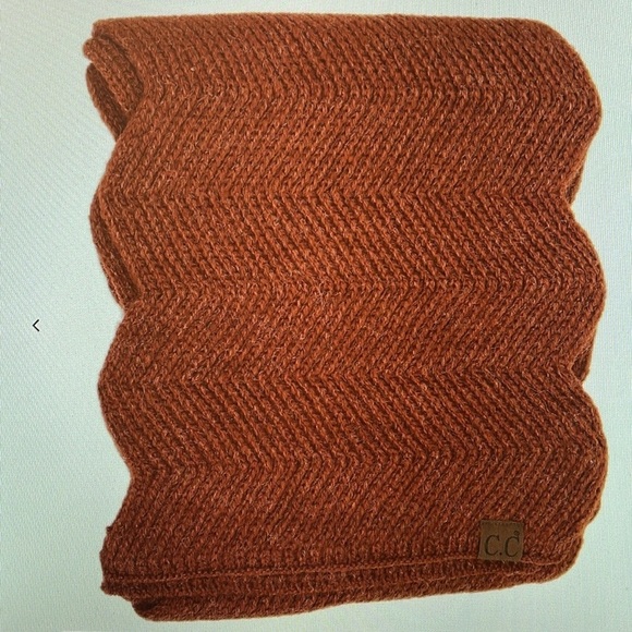 C.C Beanie Chevron Knit Scarf SF9000 in rust color - Picture 7 of 7